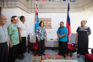 2017년 11월 차이잉원 타이완 총통이 이아코바 이탈렐리 투발루 총독을 예방하는 모습