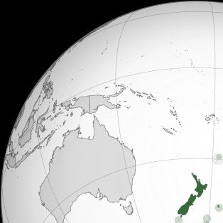 뉴질랜드의 위치, 주변 섬, 남극의 [[로스 속령]]과 [[토켈라우]]를 포함