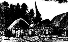 에드워드 데이비스 선장이 아베마마에 보호령을 선포하는 모습, 1892년 5월 27일