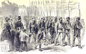 프랑스와 독일 간 전쟁사(1870~1871)(Cassell's History of the War between France and Germany. 1870&ndash;1871)에 실린 "탈영병 호송대 - 파리"