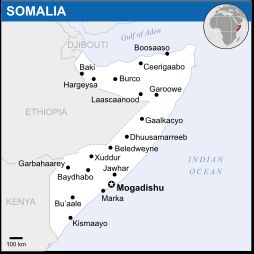 소말리아 위치 지도 (2011년)