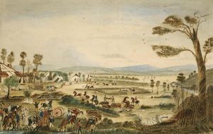 1861년 컬린-라-링고 학살의 여파. 이 학살에서 19명의 정착민이 원주민에 의해 살해되었으며, 국경 전쟁에서 정착민에 대한 가장 치명적인 공격이었다.