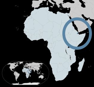 아프리카 지도에서 지부티의 위치