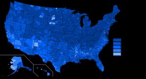 2020년 각 카운티의 백인 미국인 비율