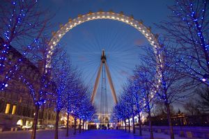 Large Ferris wheel at twilight