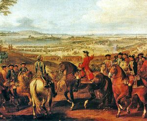 루이 15세와 모리스 드 삭스가 라우펠트 전투 (1747년 7월 2일)에 참가한 모습