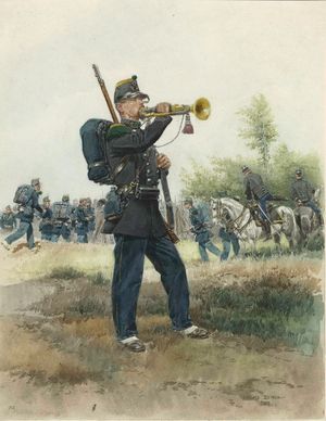 1885년 정복을 착용한 사수 보병 나팔수