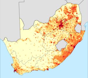 남아프리카 공화국 인구 밀도 지도