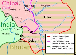 도클람 및 주변 지역 지도