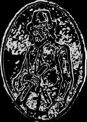 1934년 길링엄에 세워진 애덤스 기념 시계 헌정 책자에 실린 애덤스의 상상도