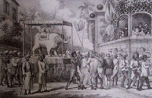 프랑스령 레위니옹(19세기)의 인도 계약 노동자들을 위한 힌두교 축제.