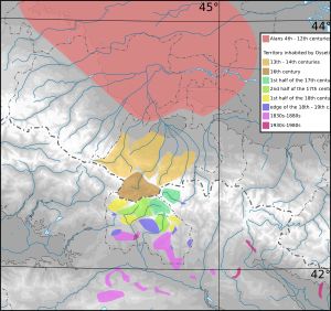 시간에 따른 오세티아인들의 이동