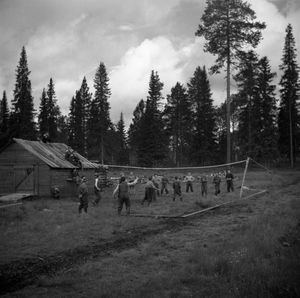 1950년대 시골 지역에서 배구를 하는 핀란드 어린이들