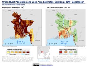 2010년 방글라데시 해수면 상승 위험 지역 인구 추정치