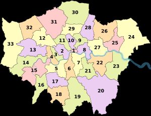 그레이터런던의 32개 자치구와 시티오브런던