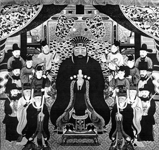 이제나섬에서 태어난 류큐 왕국 제2 쇼 왕조의 첫 번째 왕인 쇼 엔 왕의 그림