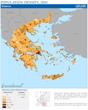 2000년 그리스 인구 밀도