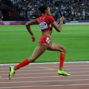 2012년 런던 올림픽 4x400m 계주 결승전에서 2번째 주자로 달리는 펠릭스
