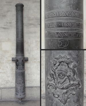 프랑스 동인도회사 대포 ("Canon de 4"). 청동, 1755, 두에.