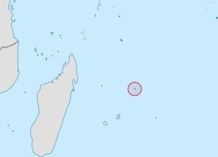 세인트 브랜던은 모리셔스에서 빨간 원으로 강조됨