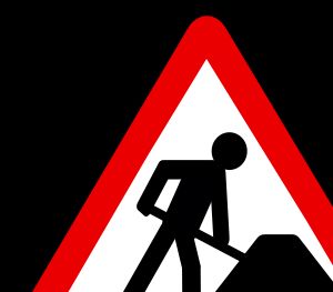 "앞으로 도로 공사" 표지판(유럽에서 일반적으로 사용됨)