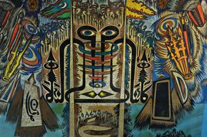 프레어 홀 천장의 사데쿠인(Sadequain) 작품.