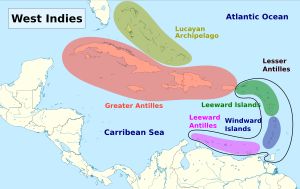 대륙 아메리카와 관련된 서인도 제도의 섬 그룹