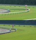 이동 펜스 설치 시(위)와 미설치 시(아래)