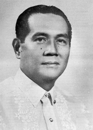 Black and white photographic portrait of Diosdado Macapagal