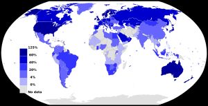 2012년 국가별 이동통신 광대역 인터넷 가입률