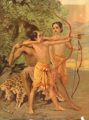 라마야나(Ramayana)에 묘사된 비슈바미트라(Vishwamitra)의 궁술 훈련