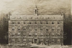 코커런 홀(Corcoran Hall)의 스케치.