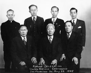 1945년 5월 22일, UN 창립 총회 파견 한국 대표단.