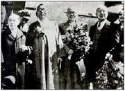 1947년 4월 22일 김포공항에서 지청천 장군의 귀국을 영접하는 김구, 김규식, 이승만, 프란체스카 도너