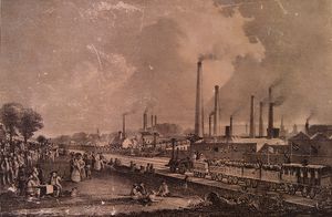 찰스 테넌트(Charles Tennant)의 세인트 롤록 화학 공장(St. Rollox Chemical Works), 1831년 당시 세계 최대 규모의 화학 기업.