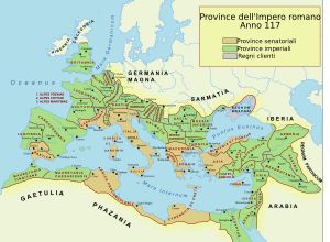 기원후 117년 제국 최대 영토 (갈색·녹색)