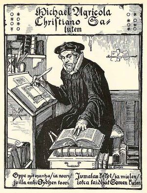 미카엘 아그리콜라(Mikael Agricola), 알베르트 에델펠트(Albert Edelfelt)의 19세기 그림