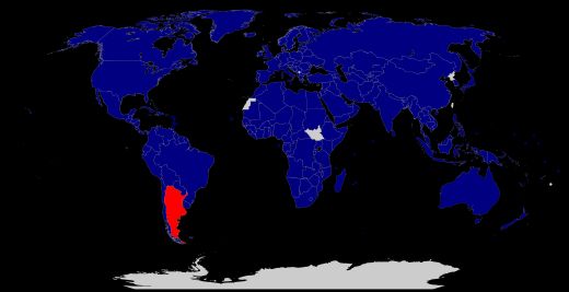 아르헨티나가 외교 사절을 파견하고 있는 국가 목록(2019년)