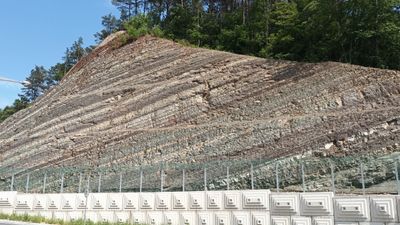 영동군 영동읍 매천리 매천회전교차로 남측의 중생대 백악기 영동층군의 노두