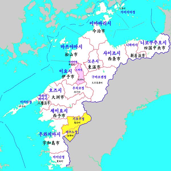 에히메 현의 지도