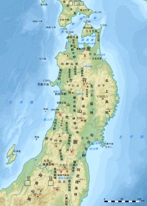 도호쿠 지방의 지형도