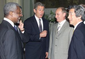 고이즈미와 코피 아난, 조지 W. 부시, 블라디미르 푸틴 (2001년 7월 20일)