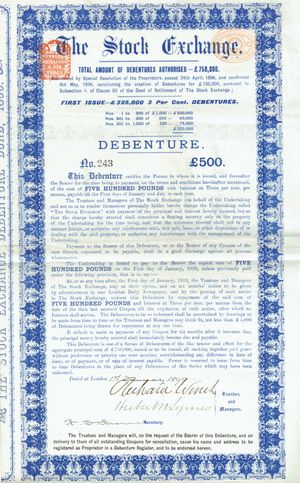 주식거래소 사채, 1899년 1월 1일 발행