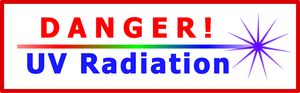 강한 자외선 광원의 위험을 경고하는 표지판