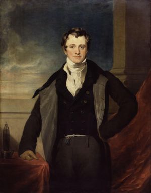 험프리 데이비 경의 초상화<i> by 토마스 로렌스, 1821. 험프리 데이비 경(Sir Humphry Davy)은 바륨 금속을 처음으로 분리한 사람이다.