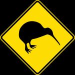 뉴질랜드의 키위 조심 표지판