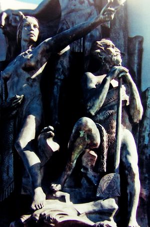 웰링턴 – 쿠페 라이아테아(Kupe Raiatea)와 그의 아내 테 아파랑기(Te Aparangi) 동상