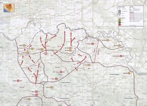 스릅스카군과 크로아티아계 군사가 서로 충돌한 회랑 '92 작전의 지도.