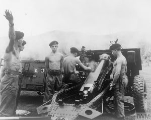 1955년 말레이시아 정글에서 영국군 포병이 MNLA 게릴라에 사격하는 모습