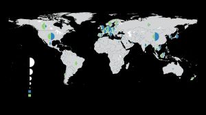 2021년 목재를 포함한 임산물 수출입 국가 지도